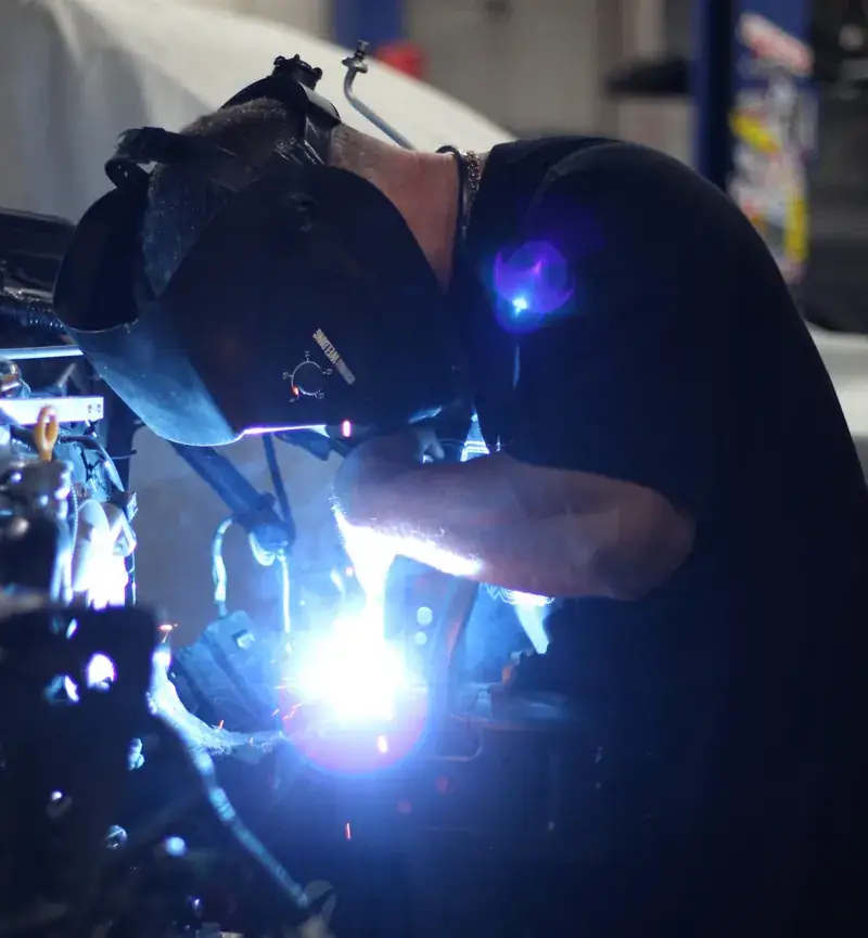 Welding and fabrication work in the shop